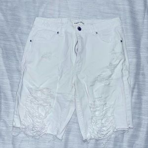 White Denim Short, high-Rise for women Cotton